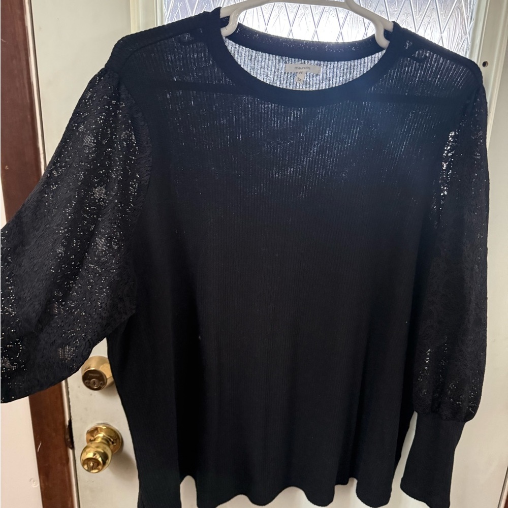 Torrid Black Lace Sleeve Blouse